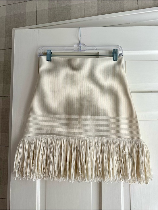 Express Dresses & Skirts - NWT - Cream Fringe Hem Ribbed Knit Mini Skirt